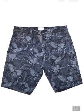 Free Planet Men’s Palm Tree Print Shorts in Blues Men’s 36